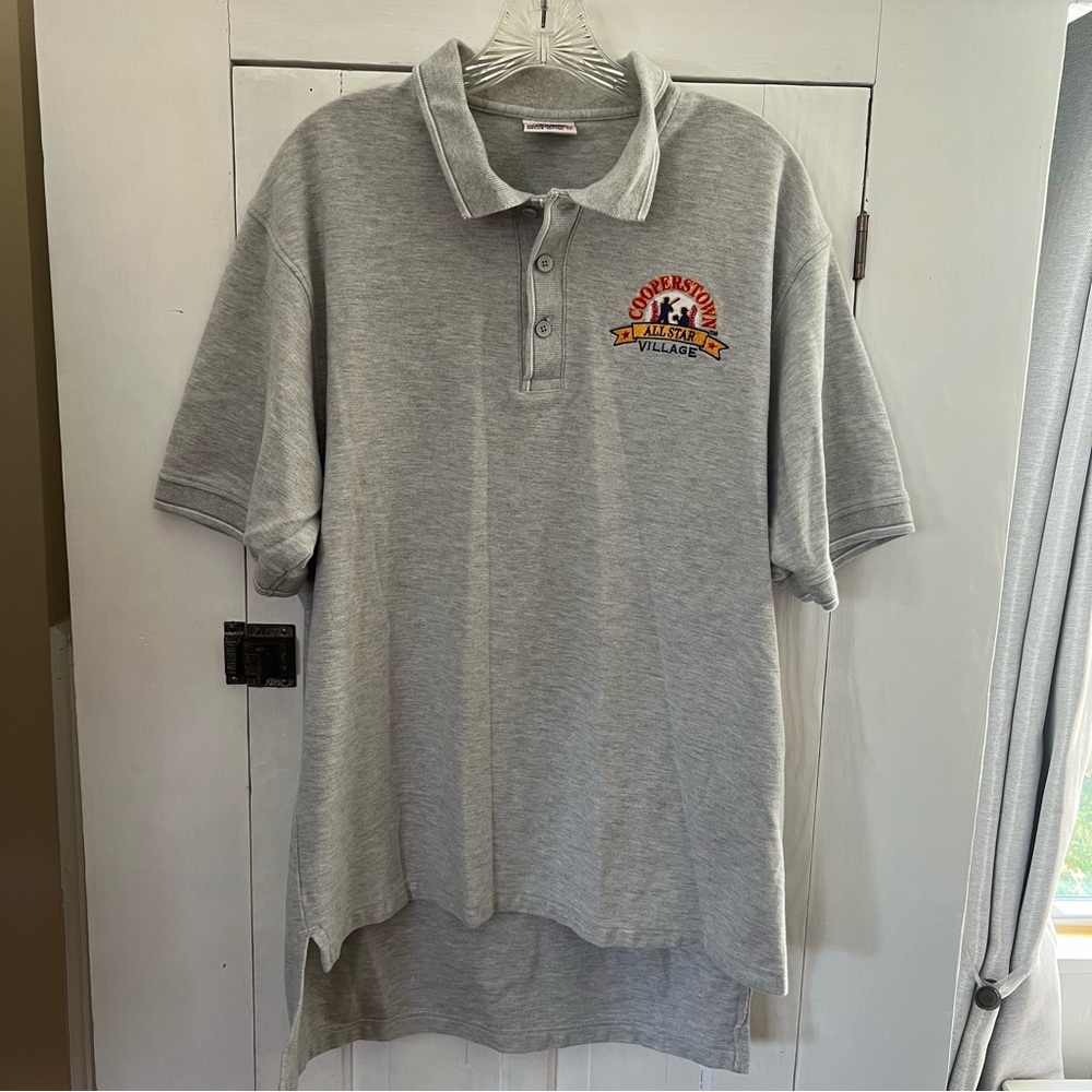 Cooperstown Polo Shirt Mens Extra Large Gray All Star Village Baseball Stitch